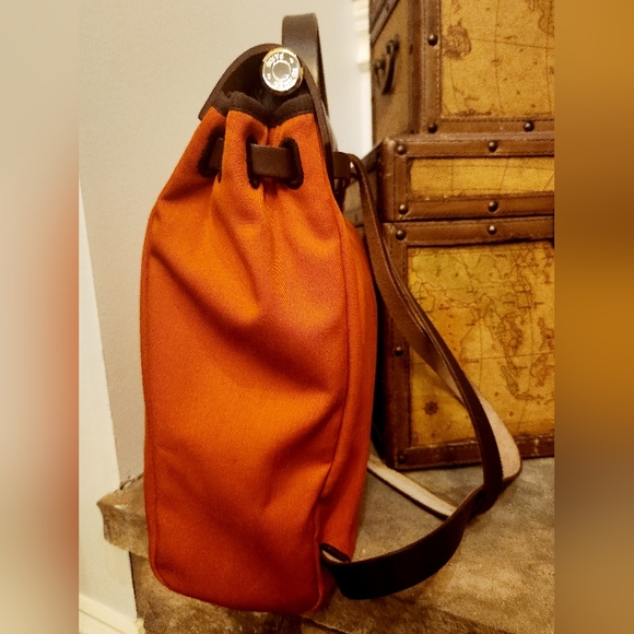 Auth HERMES Her Bag Ado PM 2-Wy Backpack Orange/Red/Dark Brown Canvas - Picture 6 of 16